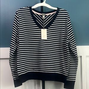 A New Day Blue and White V-Neck Sweater